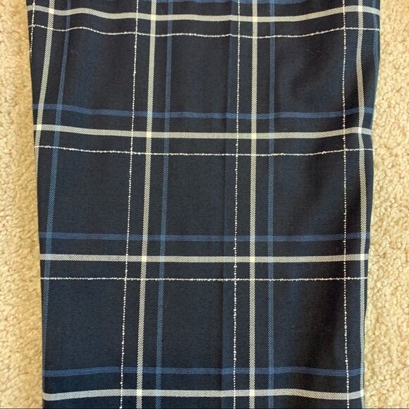 LAFAYETTE 148 NWOT New York Navy Clinton Plaid check Straight Leg Dress Pants 8 - Picture 6 of 14